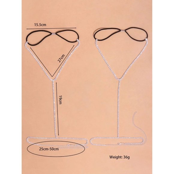 Silver Sparkly 2 Peice Body Chain - Picture 2 of 3